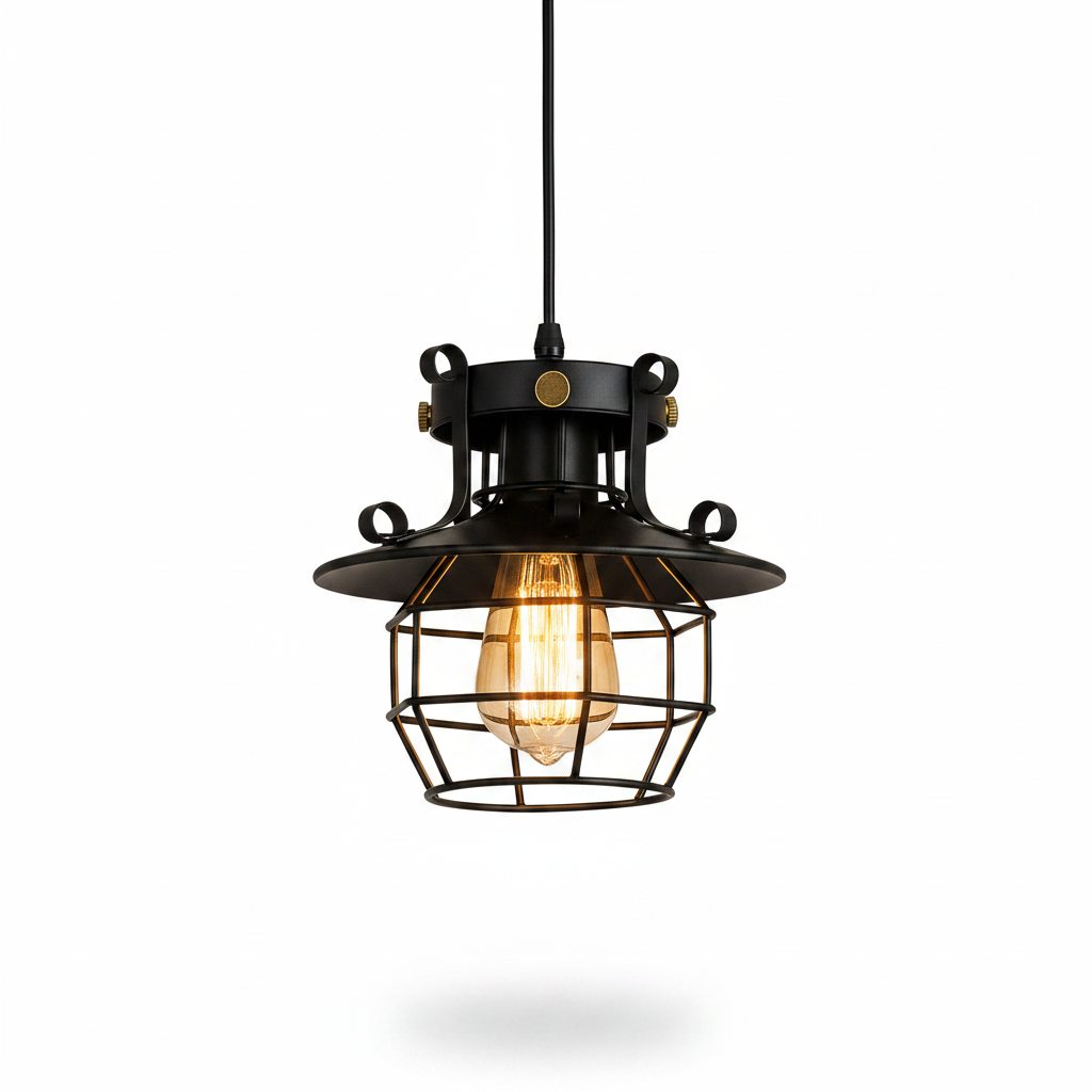 Bar style industrial hanging light fixture