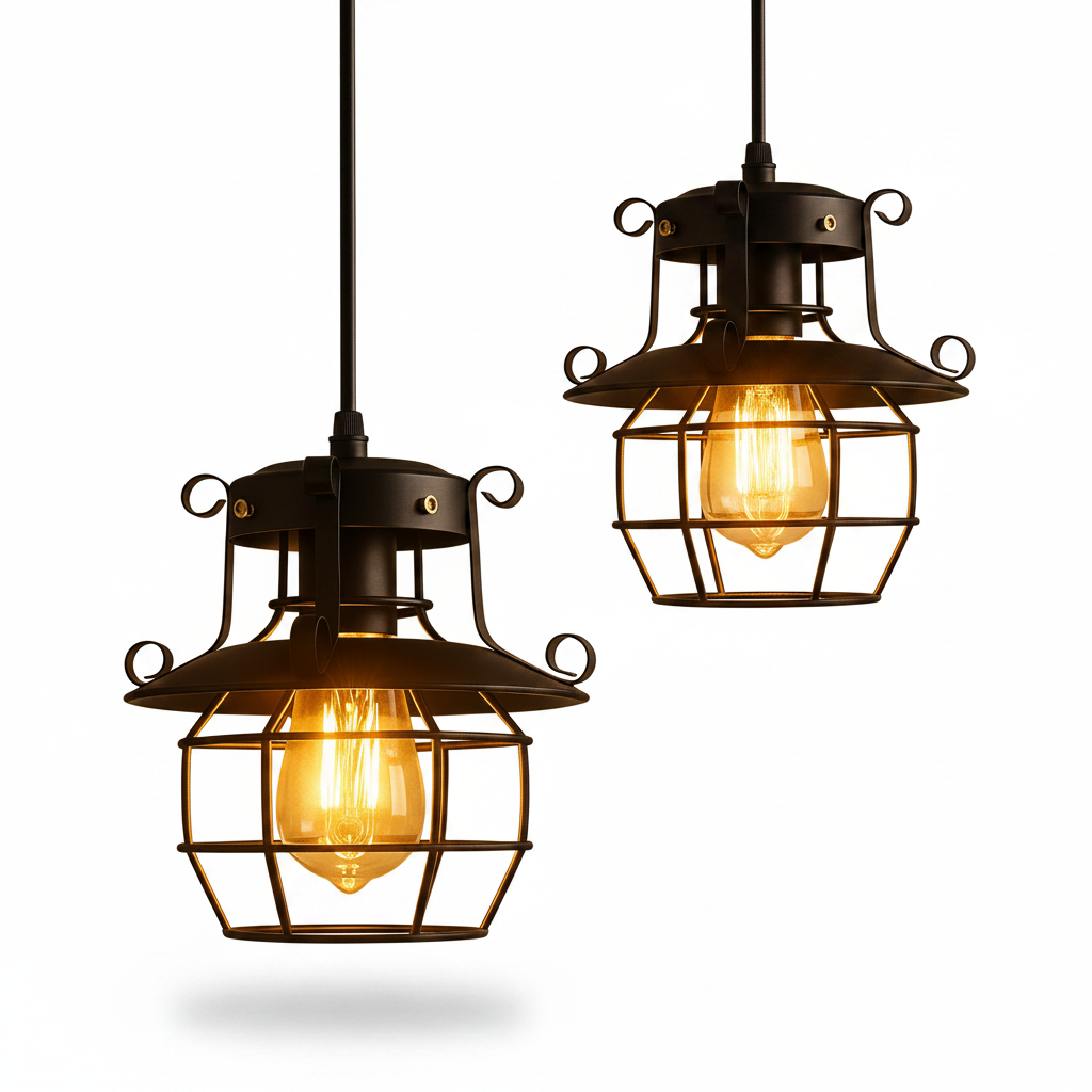 Close up detail of industrial hanging light