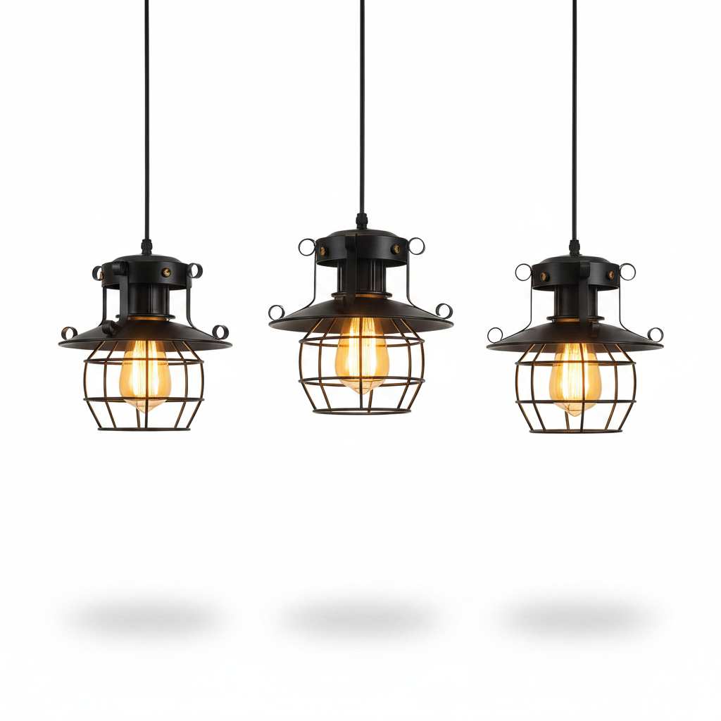 Vintage pendant lamp above dining table