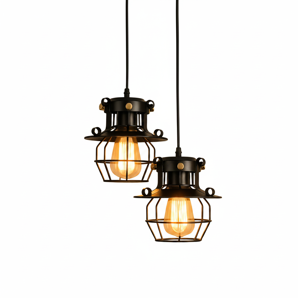Modern interior with retro pendant lighting