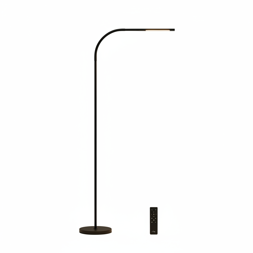 Front view of modern adjustable LED floor lamp