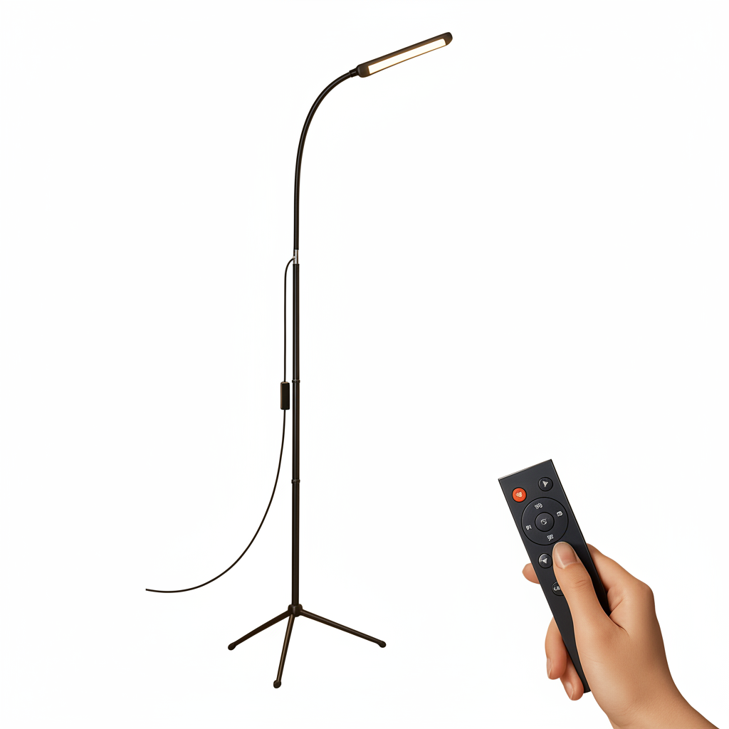 Side profile of adjustable standing floor lamp