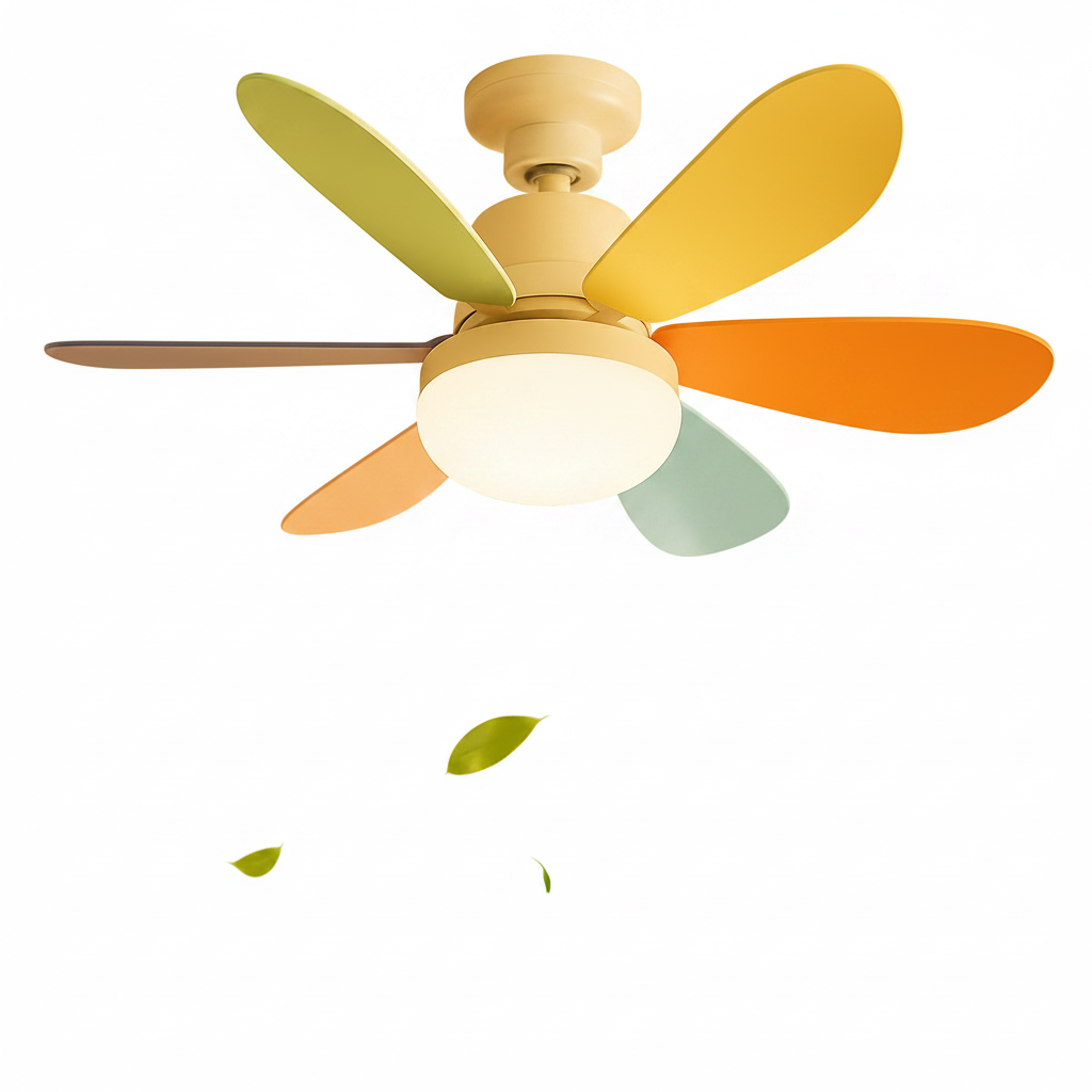 Stylish ceiling fan in bedroom