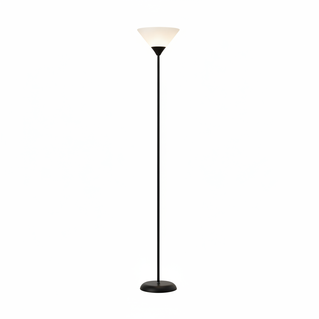 Front view of modern cone shade floor lamp