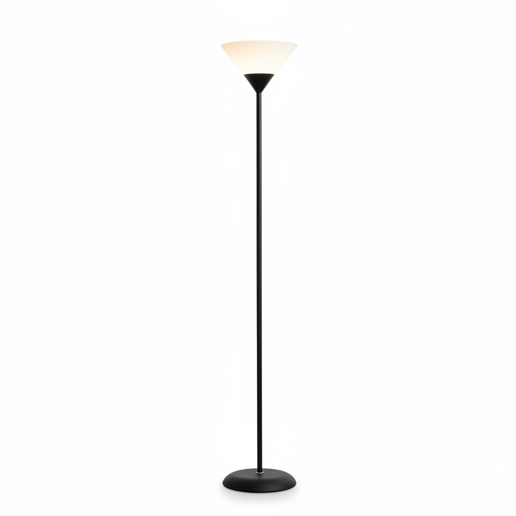 Side profile of cone shade standing lamp