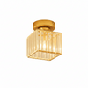 Close up detail of crystal shade ceiling light