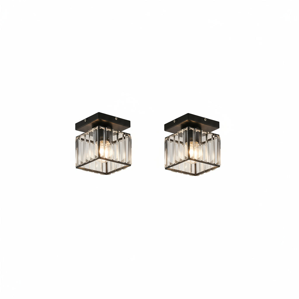 Front view of modern crystal ceiling light