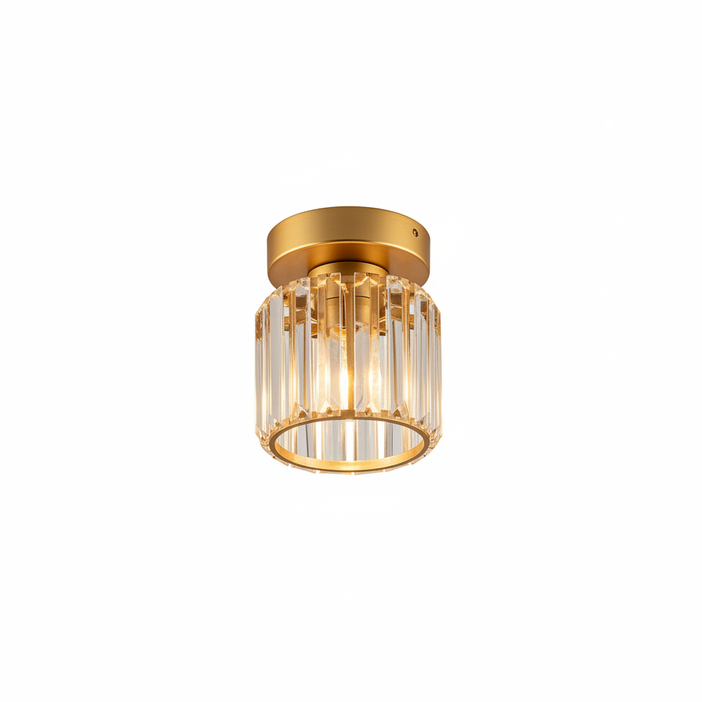 Stylish room illuminated with crystal lamp