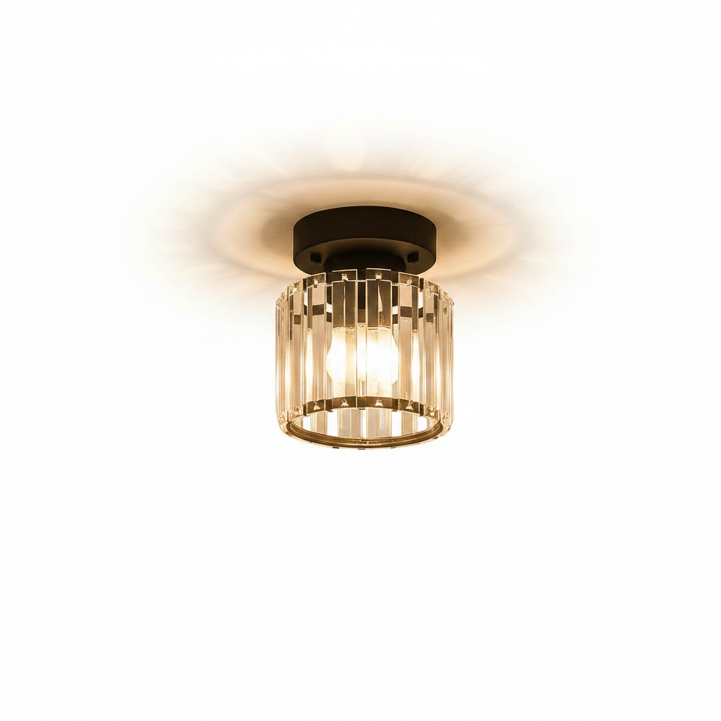 Warm white crystal ceiling lamp glow