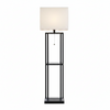 Front view of modern floor lamp with shelves