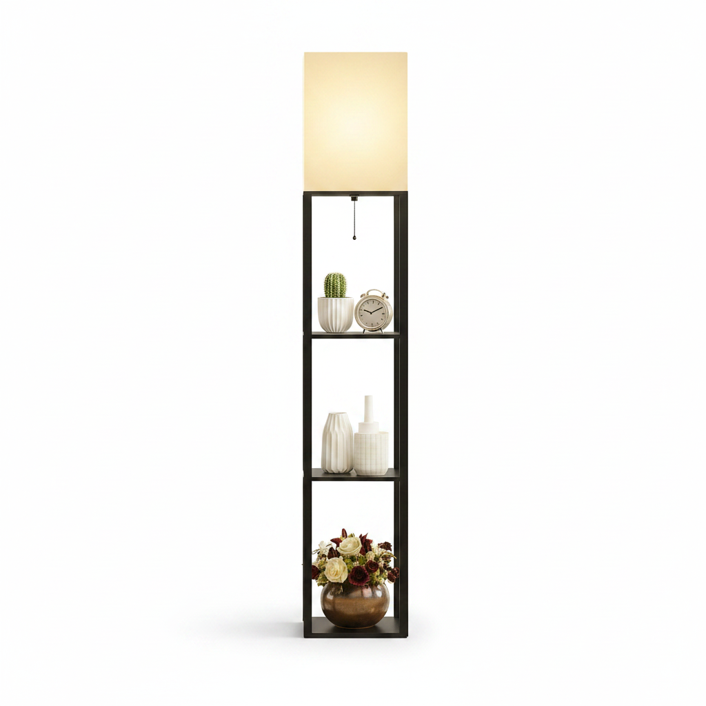 Contemporary décor with shelf floor lamp