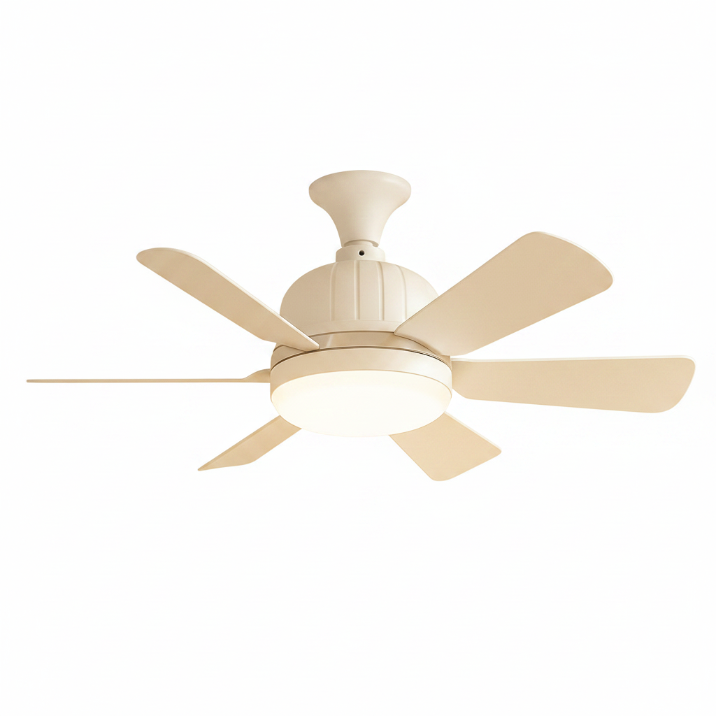 Stylish flushmount fan in bedroom
