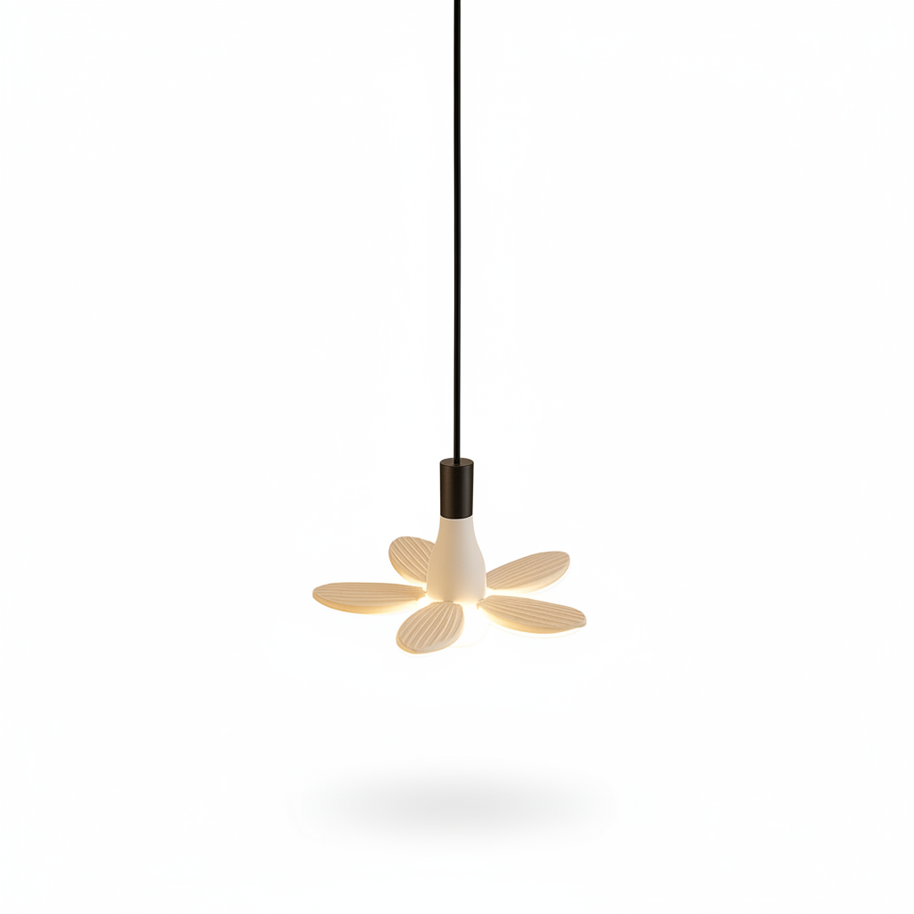 Stylish ceiling fan in modern bedroom