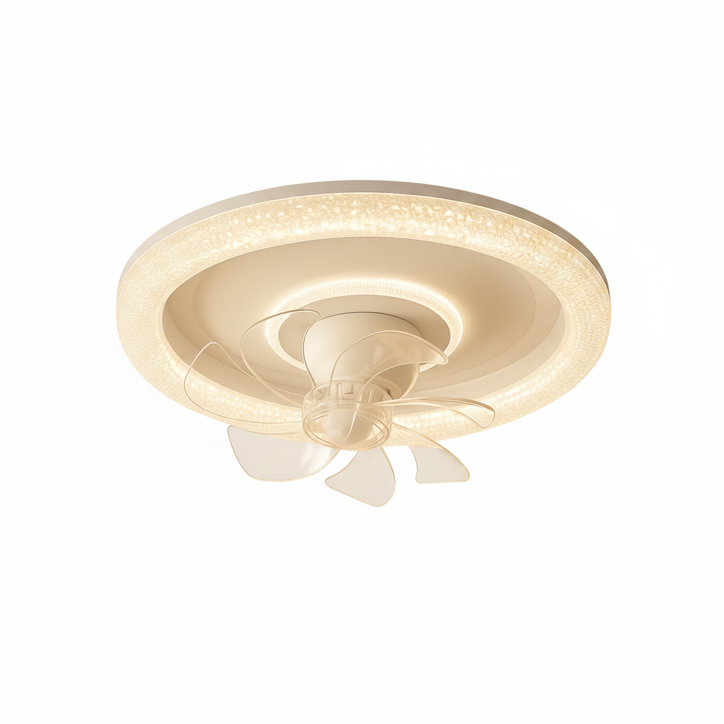 Side profile of transparent blade ceiling fan