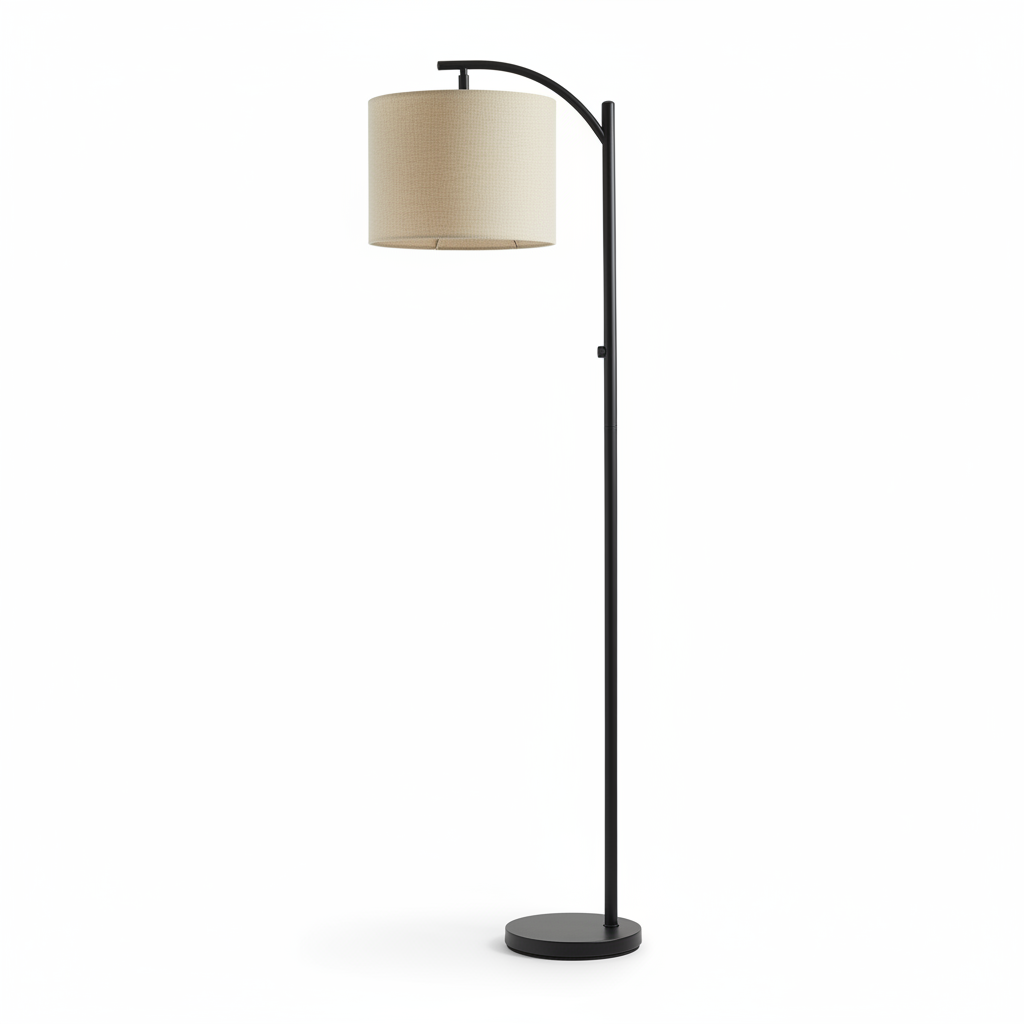 Stylish bedroom decor with floor lamp