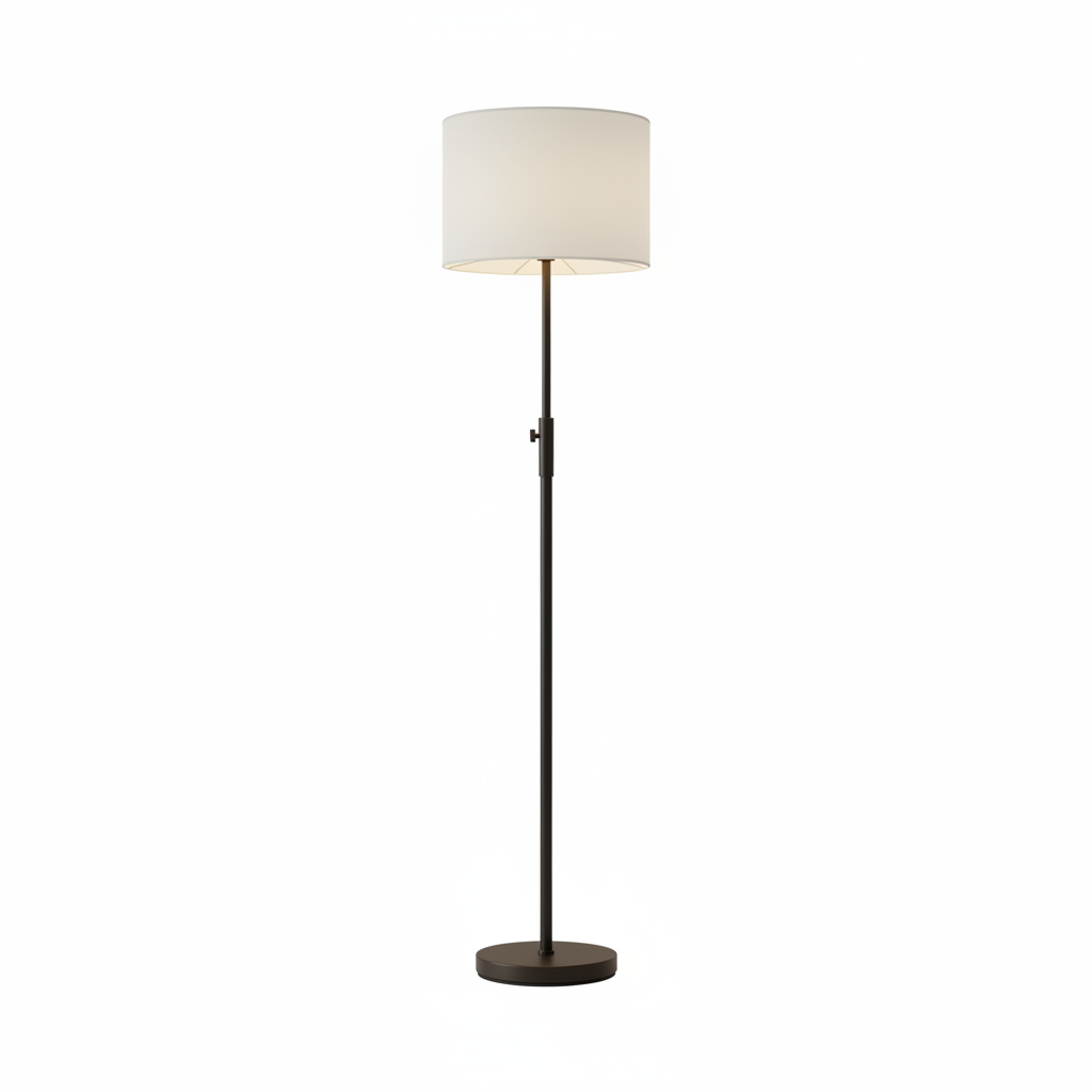 Modern LED floor lamp front view in living room