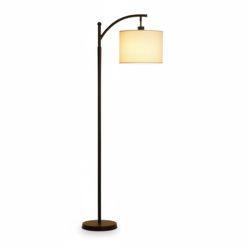 Side profile of sleek black floor lamp