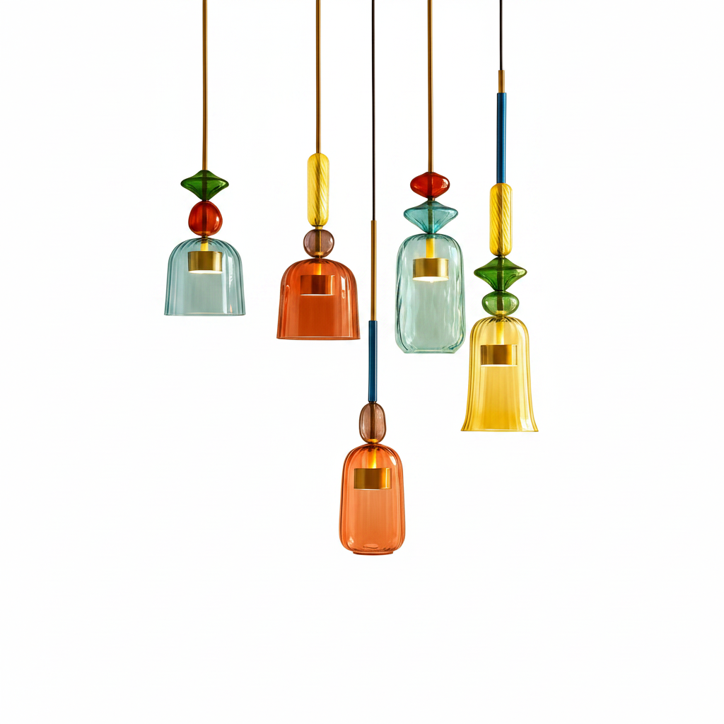 Pendant light above modern kitchen island