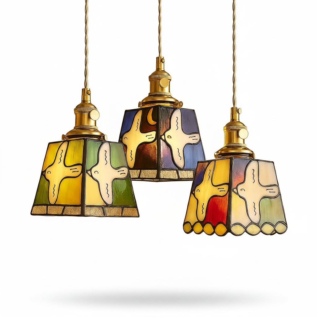 Artisan crafted stained glass hanging light