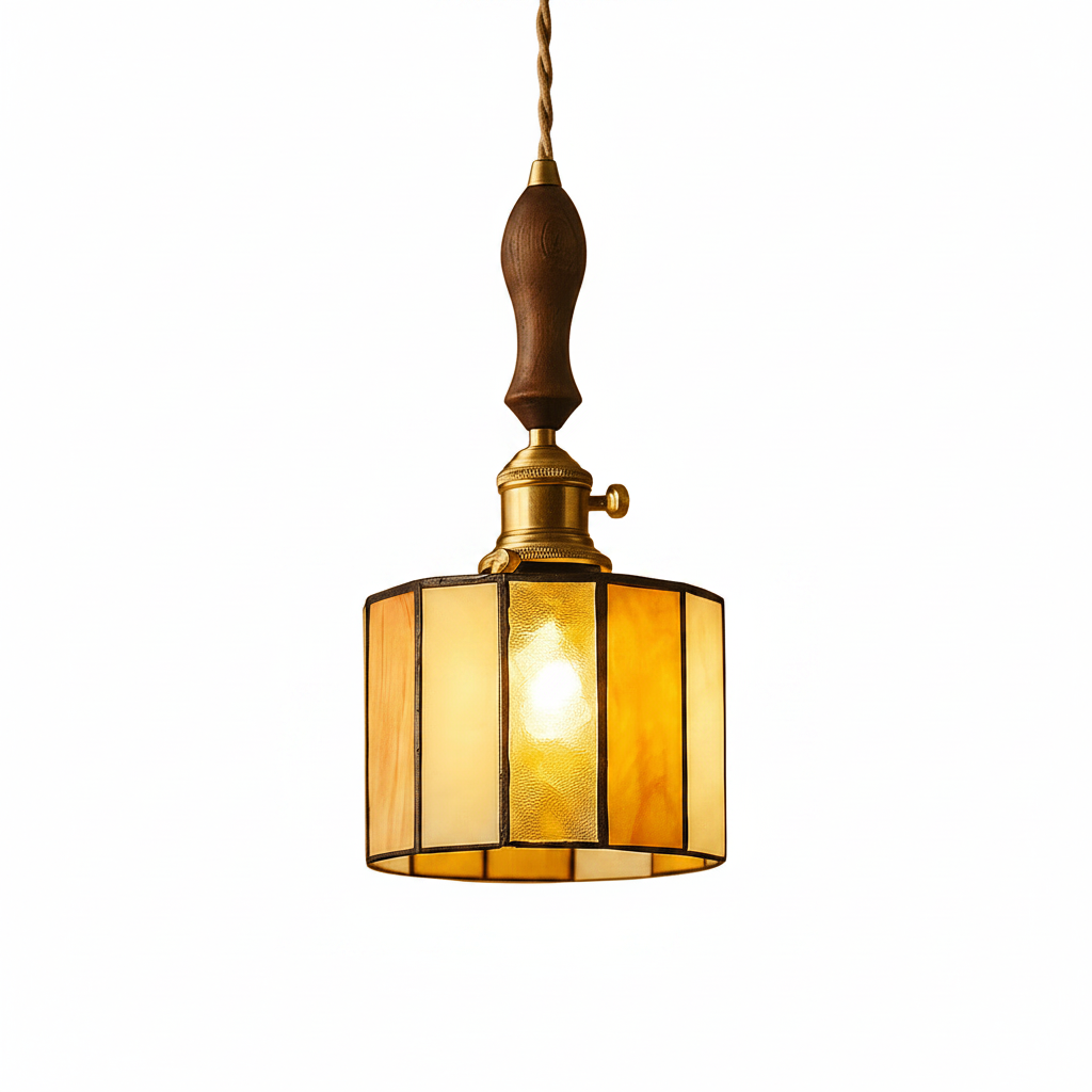 Vintage stained glass lamp in bedroom