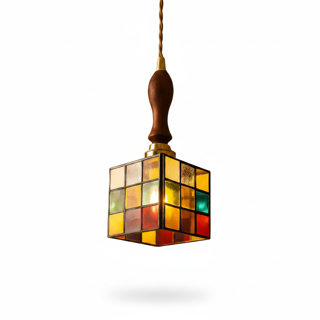 Classic vintage look stained glass pendant